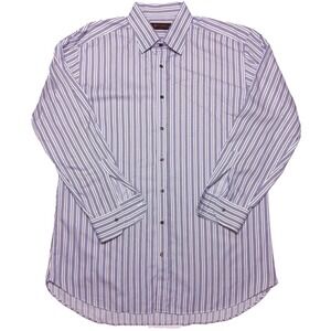 ETRO Long Sleeve Button Shirt Blue Gold‎ Striped XL 46 Long